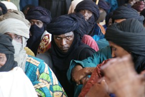 Tuaregs listening to speech before the action. Tuaregs listening to speech before the action.