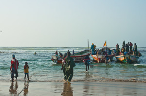 Yoff fishermen, getting ready to depart Yoff fishermen, getting ready to depart